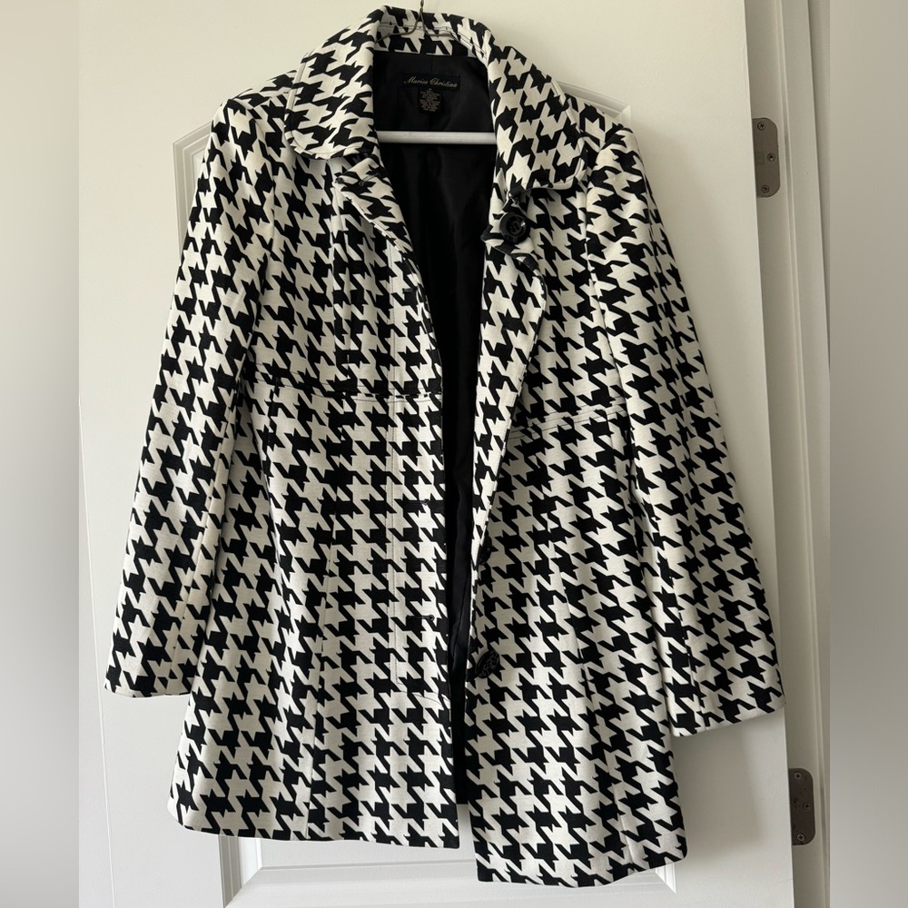 Vintage style Marisa Christina black and white houndstooth jacket size medium